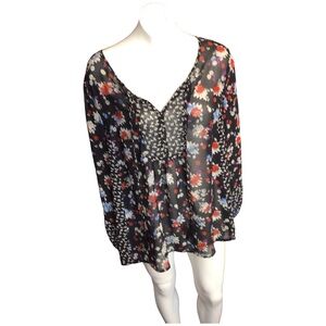 American Rag Black Floral Y2K babydoll top